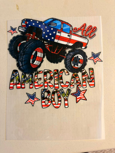 All American Boy Flag Monster Truck DTF Transfer