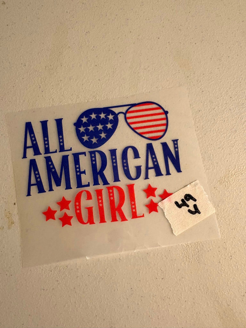 All American Girl Aviator Sunglasses DTF Transfer