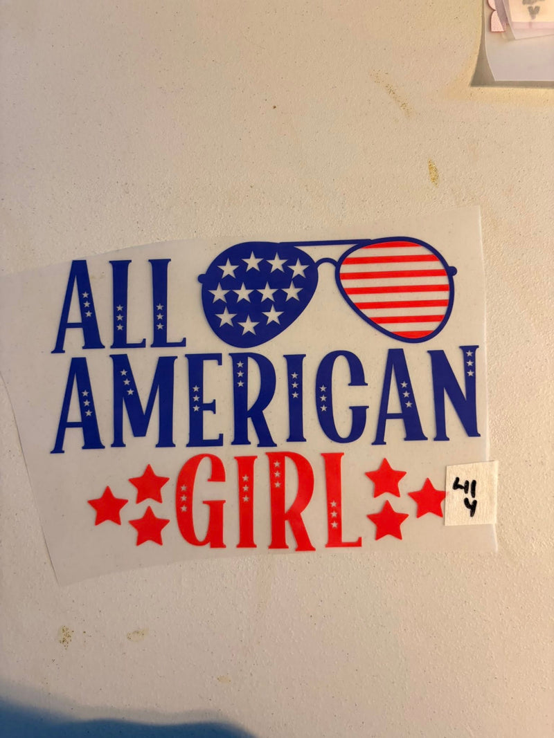 All American Girl Flag Aviators DTF Transfer