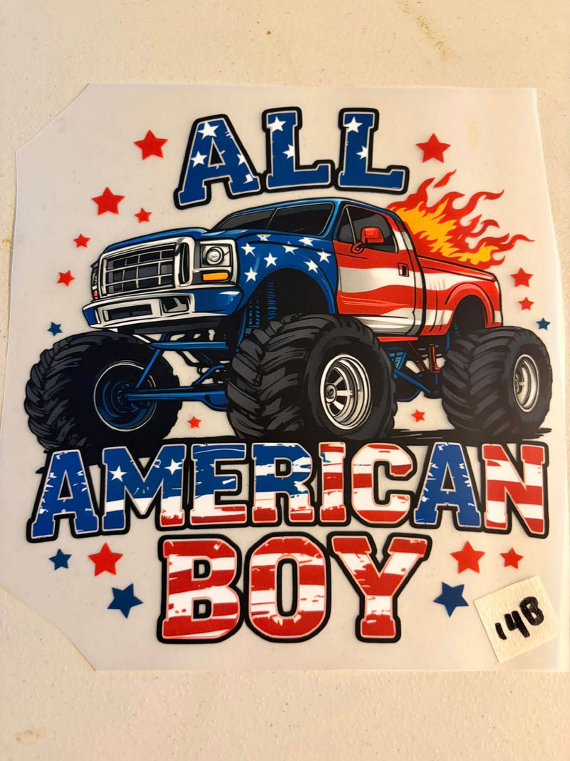 All American Boy Monster Truck DTF Transfer