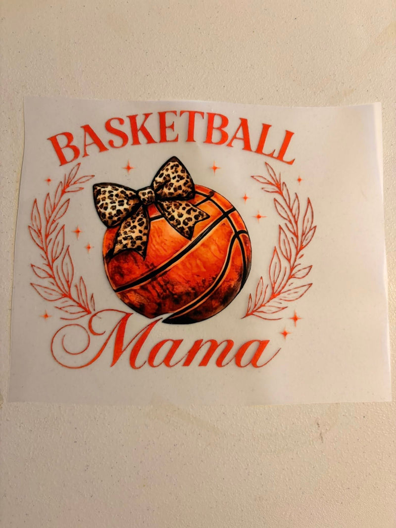 Basketball Mama Leopard Bow Laurel DTF Transfer