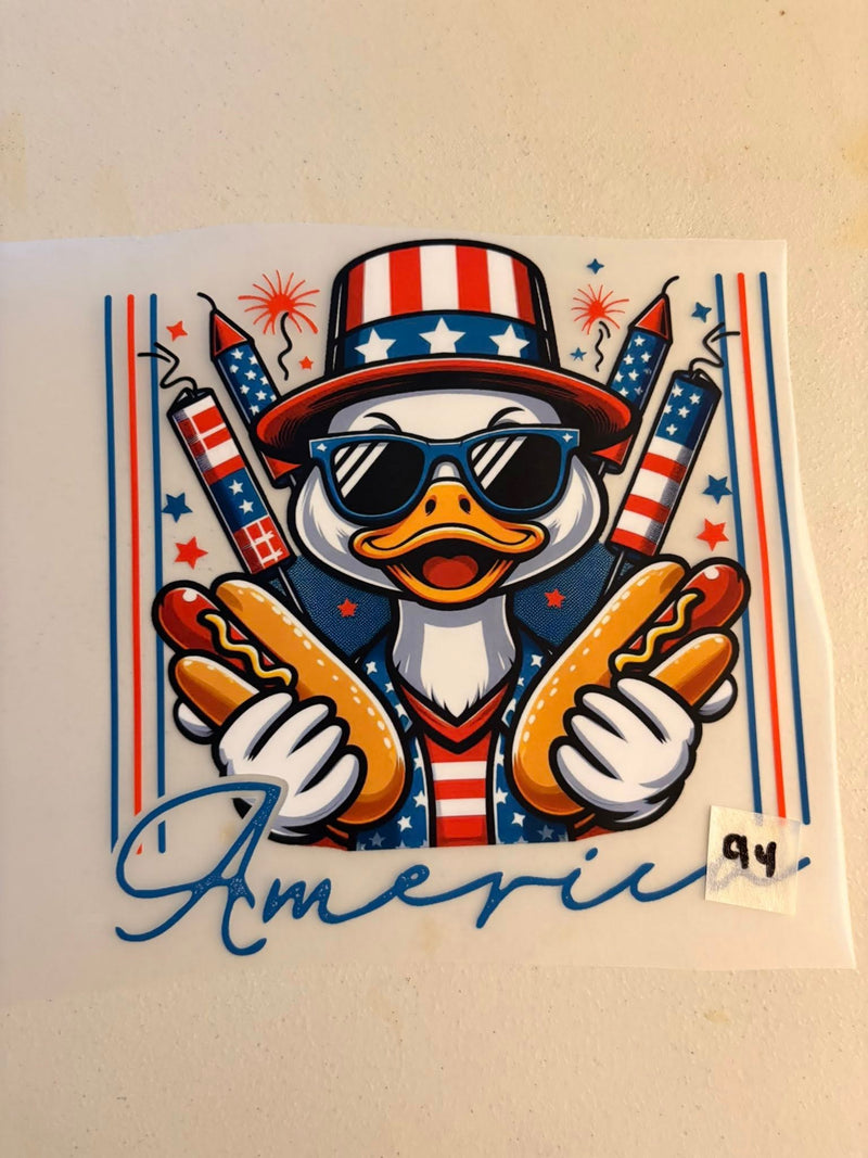 America Duck Hot Dogs Uncle Sam DTF Transfer