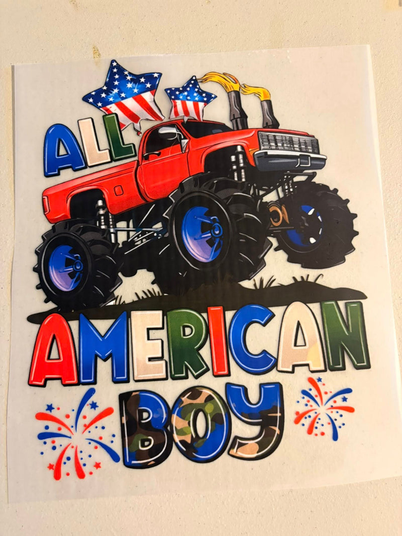 All American Boy Monster Truck DTF Transfer